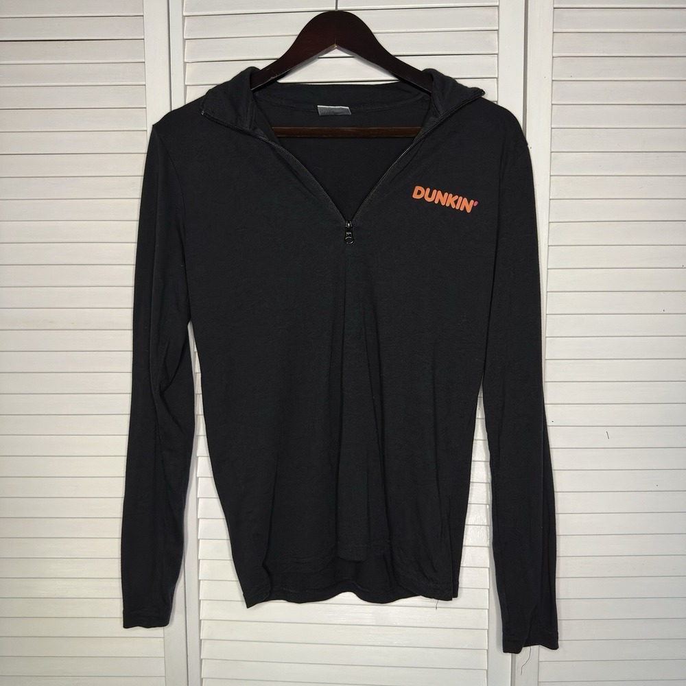 Dunkin' Donuts Unisex XS Black Quarter Zip Comfort Long Sleeve Coffee Merch